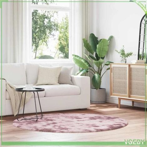 Tapis Shaggy - FAFEISY - NAVARRA - rose poudré - 160x160 cm - antidérapant (1/5)