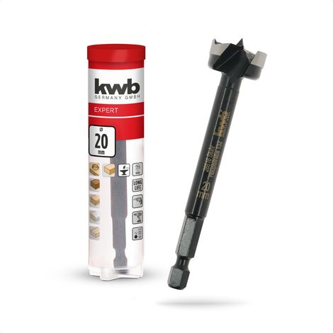 kwb Forstnerbohrer, Ø 20 mm, Topfbohrer (für Holz, geschmiedeter Bohrkopf, Spezialanschliff, schnelle, ausrissfreie Bohrlöcher, 4-seitig geschliffene Zentrierspitze, für Akkuschrauber & Bohrmaschinen) (1/5)