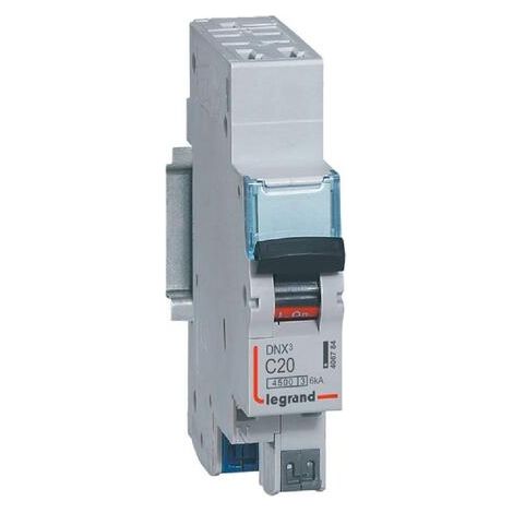 Legrand – Disjoncteur unipolaire 20A courbe C – Pouvoir de coupure 6kA – Connexion automatique – 1 module compatible rail DIN