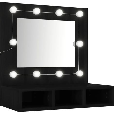 Armoire à miroir avec LED noir 60x31,5x62 (1/5)