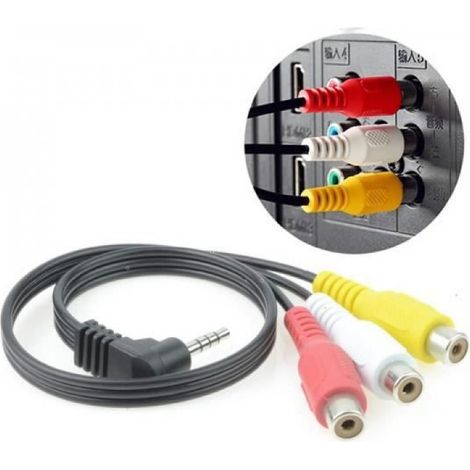High Speed 90degree 3,5 mm Homme Jack Pour 3 cordon RCA femelle Adaptateur Audio Video Converter AV Cable Wire (1/4)
