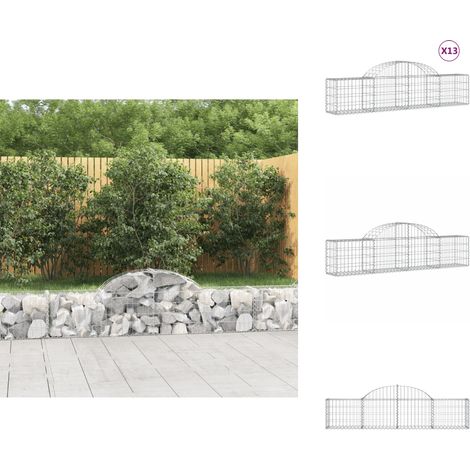Paniers à gabions arqués 13 pcs 200x30x40/60 cm Fer galvanisé - Panier Gabion - Mur Gabion - Clôture Gabion - Décoration Jardin - Barrière Jardin (1/5)