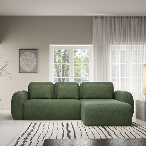 Umkehrbares und umwandelbares 3-Sitzer-Ecksofa mit Truhe Carmela Grün (1/5)