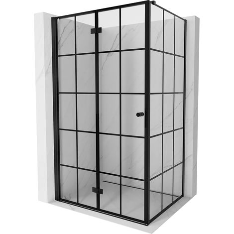 Mexen Mist-F T Duschabtrennung klappbar links 70 x 80 cm, schwarzes Gitter, schwarz - 8A6T-070-080-70-77-L (1/5)