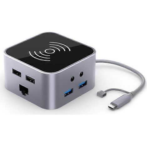 Hub USB-C 13 en 1 vers adaptateur convertisseur USB 3.1 et chargeur sans fil (1/5)