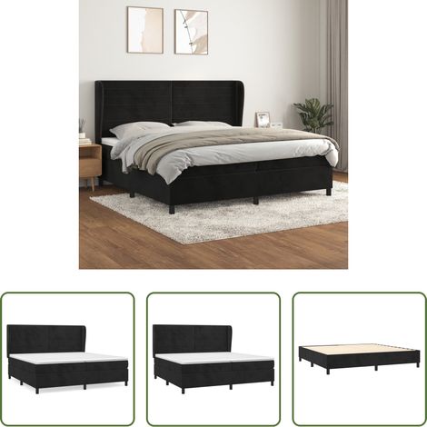 Matratze - Boxspringbett mit Matratze Schwarz 200x200 cm Samt (1/5)
