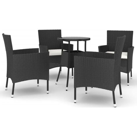 Maison Exclusive - 5-tlg. Garten-Bistro-Set mit Kissen Schwarz Po (1/5)