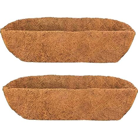 HHTHH Lot de 2 bacs à fleurs muraux en fibre de coco de 61 cm (24 pouces) avec doublure remplaçable, pour jardinières de fenêtre, paniers à fleurs de clôture (1/5)