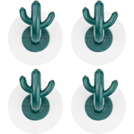 4 Crochets adhésifs en forme de cactus, design décoratif et fonctionnel, résistants à l'humidité, pour cuisine, salle de bain et chambre (1/4)
