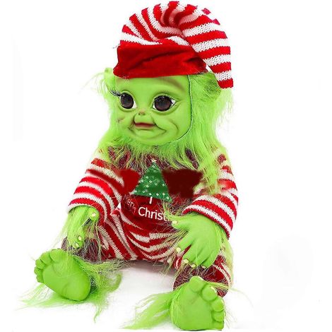 Weihnachtsplüschtier aus Kunstharz: Niedliches und hässliches grünes Monster, pelzige Elfenpuppe – Weihnachtsgeschenk für Kinder