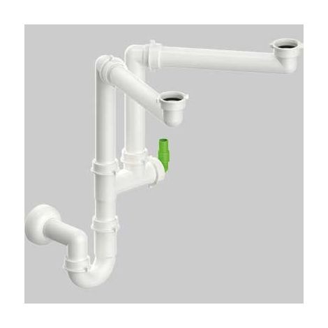SIFONE PER LAVELLO SALVASPAZIO A 2 VIE CON ATTACCO LAVASTOVIGLIE 1"1/2 x Ø40 mm 1"1/2 x Ø40 mm