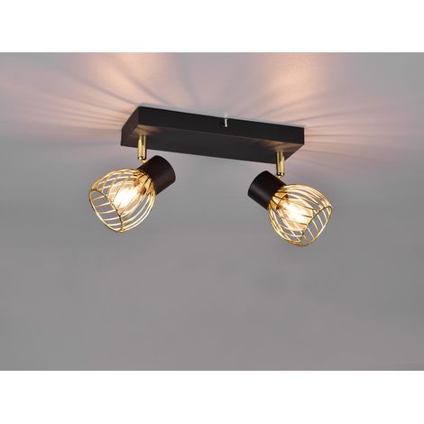 LED Deckenstrahler mit Gitter Lampenschirmen in Gold, Breite 30cm (1/4)