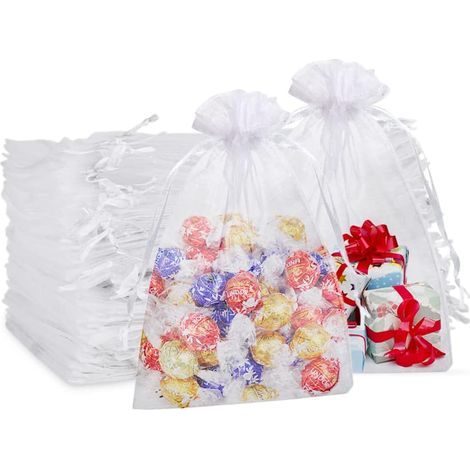 50 pcs Sachets Organza Blanc, 20 30 cm Pochette Cadeau Grand Format, pour Sachet Cadeau Noel Bonbon Transparent, Bijoux Sac Cadeau Mariage Dragees Bapteme, Fête Anniversaire Enfant (1/5)