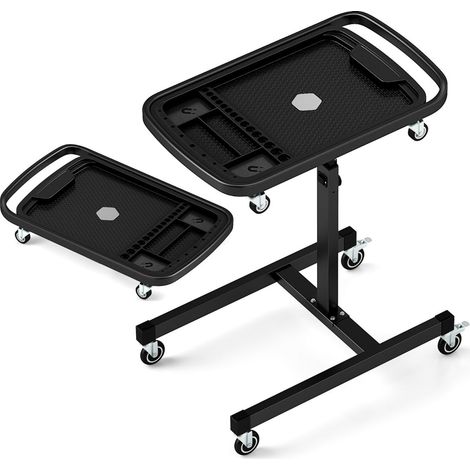 Tavolo portautensili regolabile 76 x 48,5 x 80-123 cm portata 60 kg con piano rimovibile design moderno in metallo nero 200013168