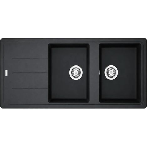 Lavello incasso 2 vasche con gocciolatoio reversibile fragranite nero Franke 116x50 BFG621