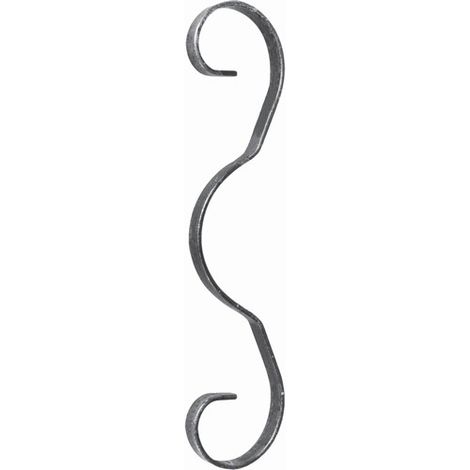 Volute d'ornement - Hauteur 240mm Largeur 55mm plat de 12x3mm - Fer forgé - À souder - DECO FER FORGE