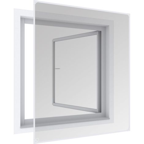 Moustiquaire fenêtre magnétique, 100x120 cm, blanc, cadre aimanté sans perçage, maille fibre de verre résistante, recoupable, montage facile pour fenêtres standard, 04300 (1/5)