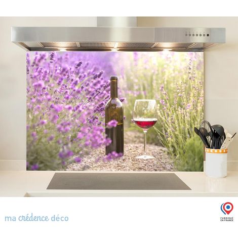Fond de hotte : Vin et lavandes, Provence cat - Alu composite - 60 cm - 45 cm (1/5)