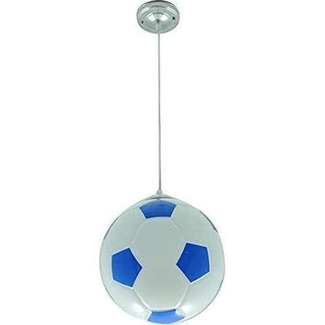 GROOFOO Fußball-Kronleuchter, Kinderzimmer-Kronleuchter, Innenbeleuchtung, Kreativer Kronleuchter, Wohnzimmer, Esszimmer, Schlafzimmer, Warmes Licht, 25 cm (Blau)