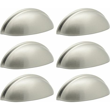 6er-Pack Schranktürgriffe, moderne Muschelschubladen, 76 mm (3 Zoll) Lochabstand, gebürstetes Nickel (1/4)