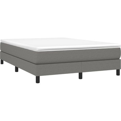 vidaXL Sommier à lattes de lit avec matelas Gris foncé 140x190cm Tissu (1/5)
