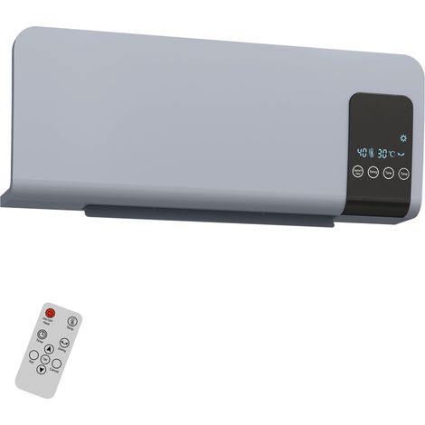 Termoventilatore da Parete Oscillante 54,5x12x21,5 cm 2 Modalità Timer 12h e Telecomando Grigio (1/5)