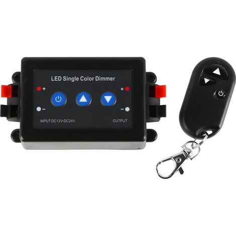 Variateur d'intensité LED sans Fil 12-24 V CC avec télécommande et Panneau de Commande pour Toutes Les Ampoules LED à intensité Variable avec fiche et Prise (avec bornes de câble) (1/5)