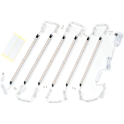 LED Sous Vitrine, Kit de 6 Barres lumineuses connectables, Bandes de LED Sous Meubles Eclairage, 300 mm x6, Avec Interrupteur (Blanc chaud, 3000K) (1/5)