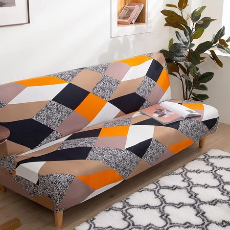 Grauer, gesteppter Stretchbezug für armloses Klick-Klack-Schlafsofa, 1-3-Sitzer, 140 x 190 cm