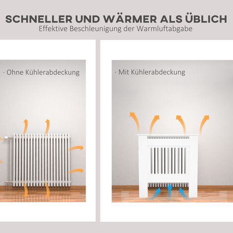 Cache-radiateur MDF blanc 78x19x81 cm pour chambre ou salon, habillage décoratif design (1/4)