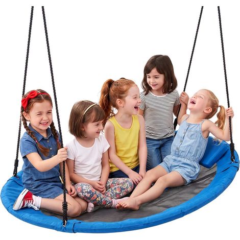 VEVOR Nestschaukel ⌀149 cm Tellerschaukel Familienschaukel 317 kg Blau, Schaukel für Outdoor & Indoor, 360° Drehbar, Schaukelsitz aus 900D Oxford-Gewebe mit 2 Aufhängegurten & Verstellbaren Seilen (1/5)