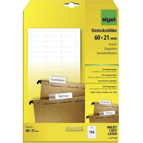 Sigel LP720 Etichetta per file in sospensione 60 cm x 21 mm (1/4)