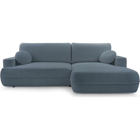 Selsey Fuerro – Ecksofa mit Schlaffunktion, Bettkasten, Ottomane rechts, Strukturstoff wasserabweisend, Hellblau