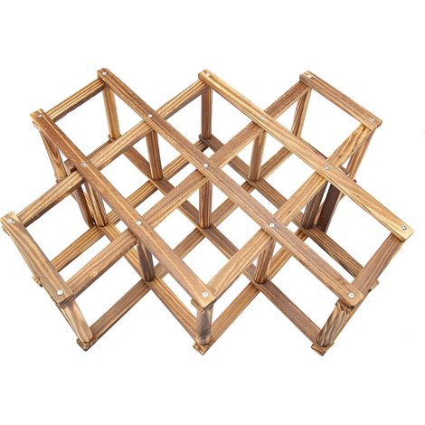 Casier à vin en bois pliable, présentoir mural ou sol, rangement pour 10 bouteilles, étagère robuste et déco (1/5)