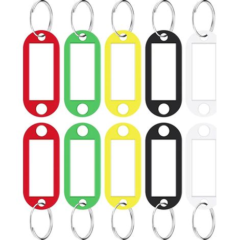 100 llaveros con etiquetas para identificar, llaveros con anilla para escribir, etiquetas reemplazables, de plástico.