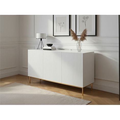 BOBOCHIC - Buffet 3 portes 150 cm KASHA pieds or Blanc (1/5)