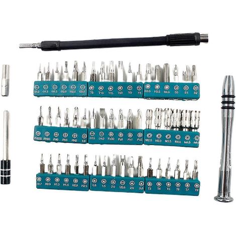 Kit de 58 embouts de tournevis de haute précision avec poignée ergonomique en acier chrome-vanadium anticorrosion pour téléphone (1/5)