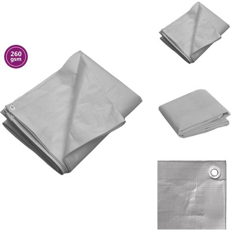 Bâche 260 g/m² 4x8 m Gris PEHD - Bâche Imperméable - Bâche De Protection - Bâche Polyester - Bâche Grise - Bâche 4x8 Mètres (1/5)
