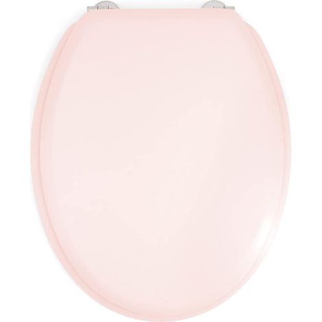 Abattant WC Bois Moulé Rose - 1 Unité - Design Mate - Charnières Inox Anticorrosion - Pour Cuvettes Standards - 44 x 37,5 x 5,5 cm (1/5)