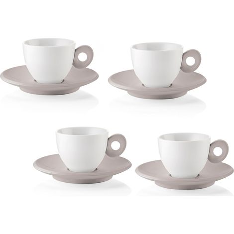 Guzzini - EVERYDAY Set 4 Tazzine da Caffè con Piattino - Grigio Tortora - 081701158 (1/2)