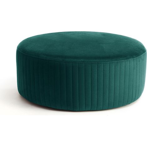 Pouf rond en velours KARA – Confort absolu-Vert (1/5)