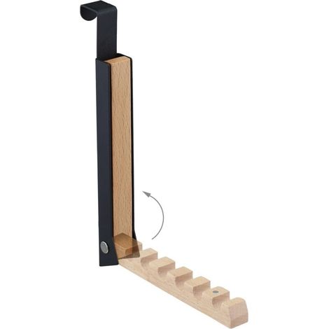 Perchero plegable, juego de 2, para puerta de máx. 2 cm de grosor, para 6 perchas, negro (1/5)
