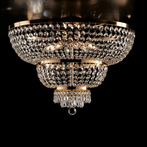 Imperial Deckenlampe aus Eisen und Goldmessing mit acht Lichtern 65x h48 cm