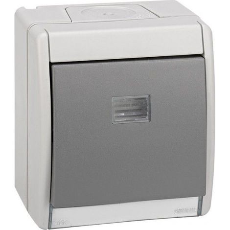 Bouton poussoir gris 10ax 250v IP55 Simon 44 Aqua 4490150-035