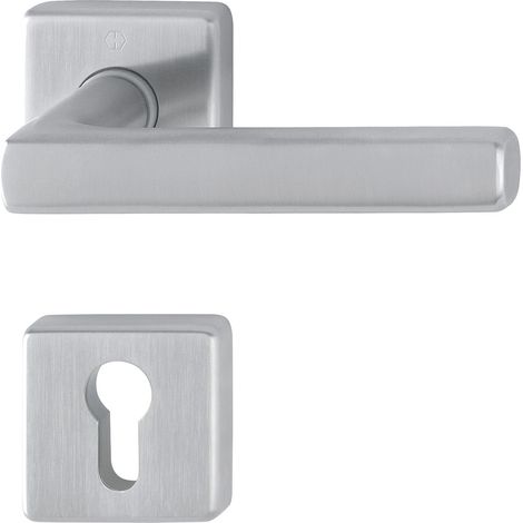 Garniture de poignée avec rosace PZ Cylindre profilé, acier inoxydable mat