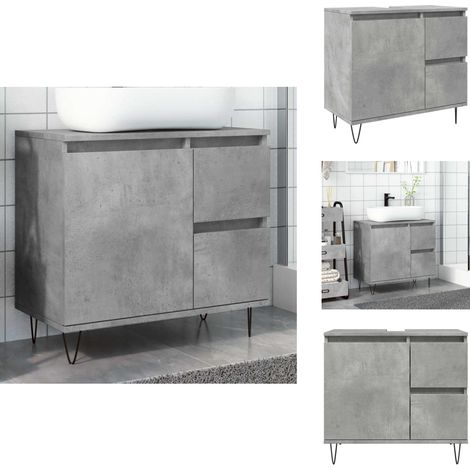 Armoire de lavabo de salle de bain gris béton 65x33x60 cm - Armoire Lavabo De Salle De Bain - Armoires Lavabo De Salle De Bain - Placard Lavabo De Salle De Bain - Meuble Lavabo (1/5)