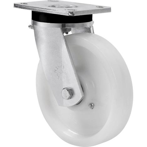 rueda giratora placa 10slr150-ft nylon blanco extrafuerte eje liso