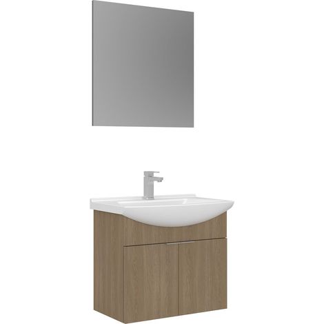 Ensemble Meuble Vasque avec Miroir (2 Pièces) "Purus 65" - 65 x 50 x 58 cm - Oak (1/3)