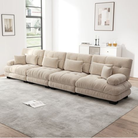 Sofá modular salón con asiento profundo chenille café OKMYHOME (1/5)