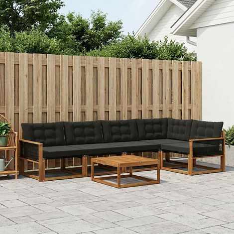 vidaXL Outdoor-Sofagarnitur mit Kissen 6 pcs Natürlich und Schwarz (1/5)